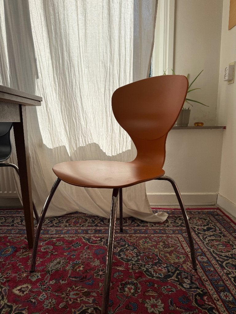 Se 6 Italian Lipo orange / Grey dining chairs, chrome legs, Huis en Inrichting, Stoelen, Ophalen, Gebruikt, Chrome / Vintage, Grijs