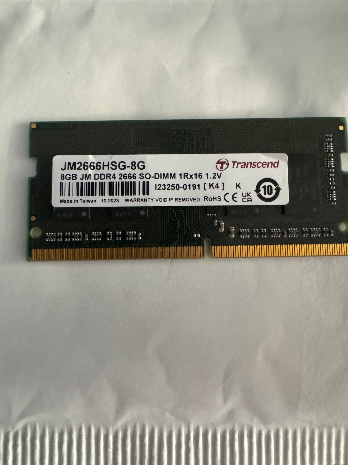Transcend 8GB DDR4 2666 SO-DIMM RAM Geheugenmodule, Computers en Software, RAM geheugen, Gebruikt, DDR4, 8 GB, Ophalen of Verzenden