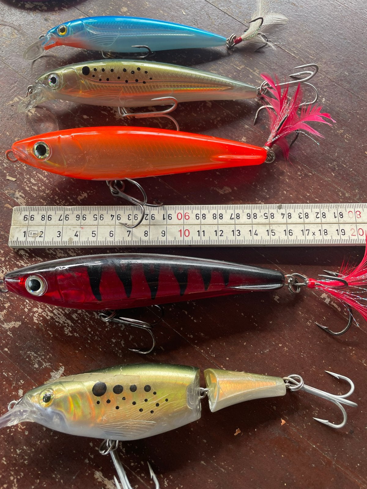 Set van 5 pluggen   2 van Rapala  kunstaas pluggen, Watersport en Boten, Ophalen of Verzenden, Gebruikt, Kunstaas