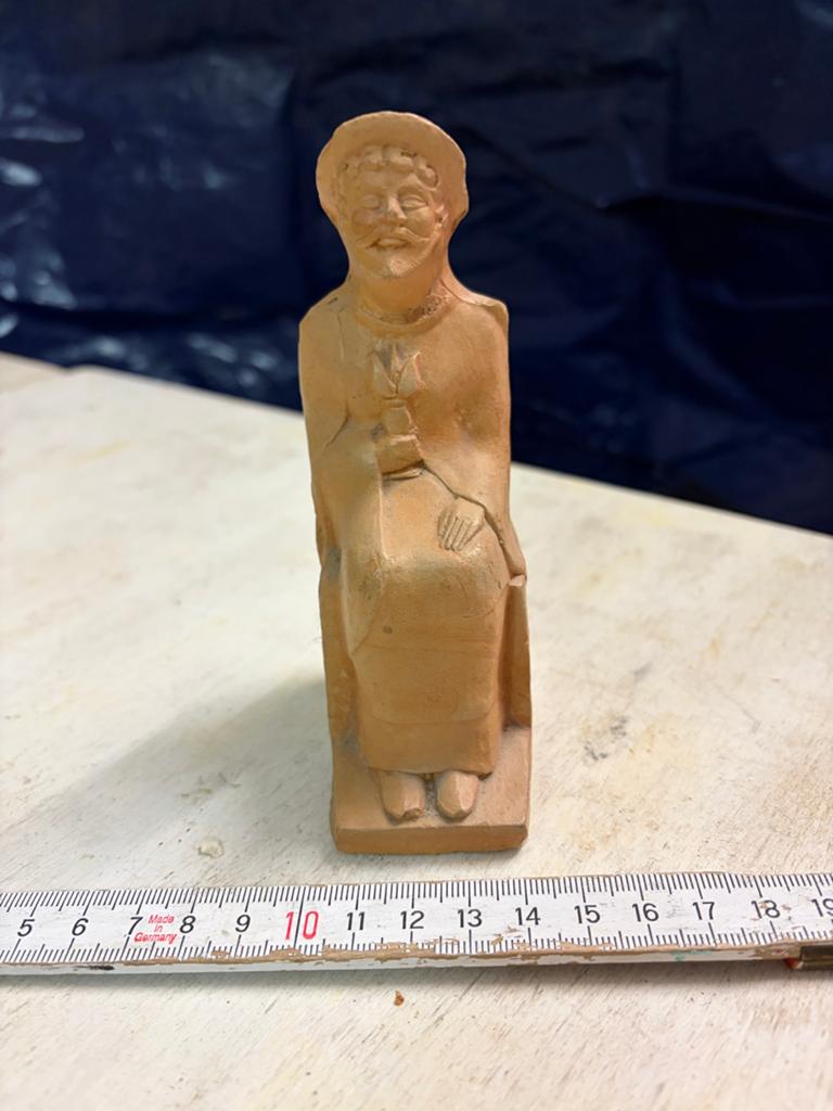 2 Terracotta Etruskische Beeldjes Facsimile 15-18cm, Ophalen, Groep mensen, Minder dan 20 cm, Steen of Keramiek