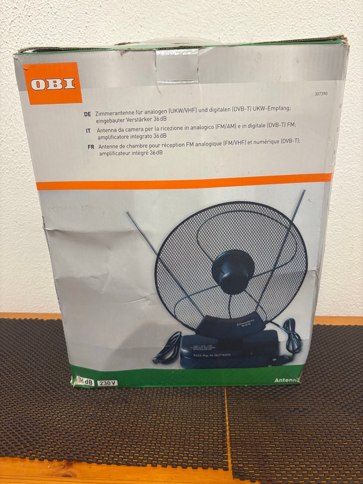 Nieuwe OBI UHF/VHF/FM TV Binnenantenne met Rooster, Ophalen of Verzenden, Nieuw, Antenne
