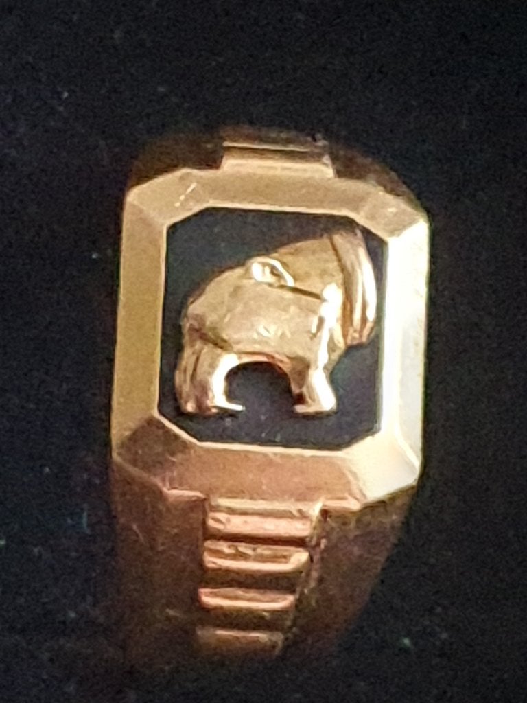 22 kr gouden ring , met panterkop gewicht 9,4 gram zeldzaam, 20 of groter, Heer, Ophalen of Verzenden, Zo goed als nieuw