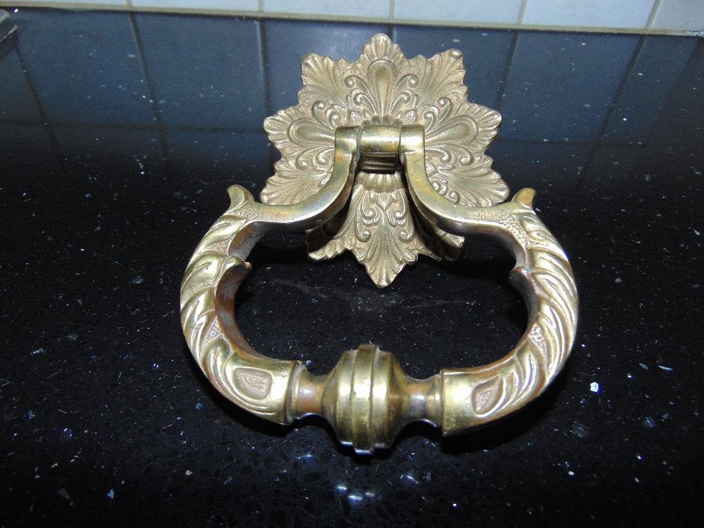 Brocante bewerkte deurklopper in brons, Ophalen of Verzenden