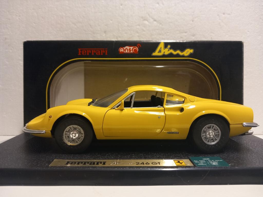 Ferrari 246 GT Dino geel 1972 Anson metal 1:18 KRD, Hobby en Vrije tijd, Modelauto's | 1:18, Zo goed als nieuw, Auto, Anson, Ophalen of Verzenden