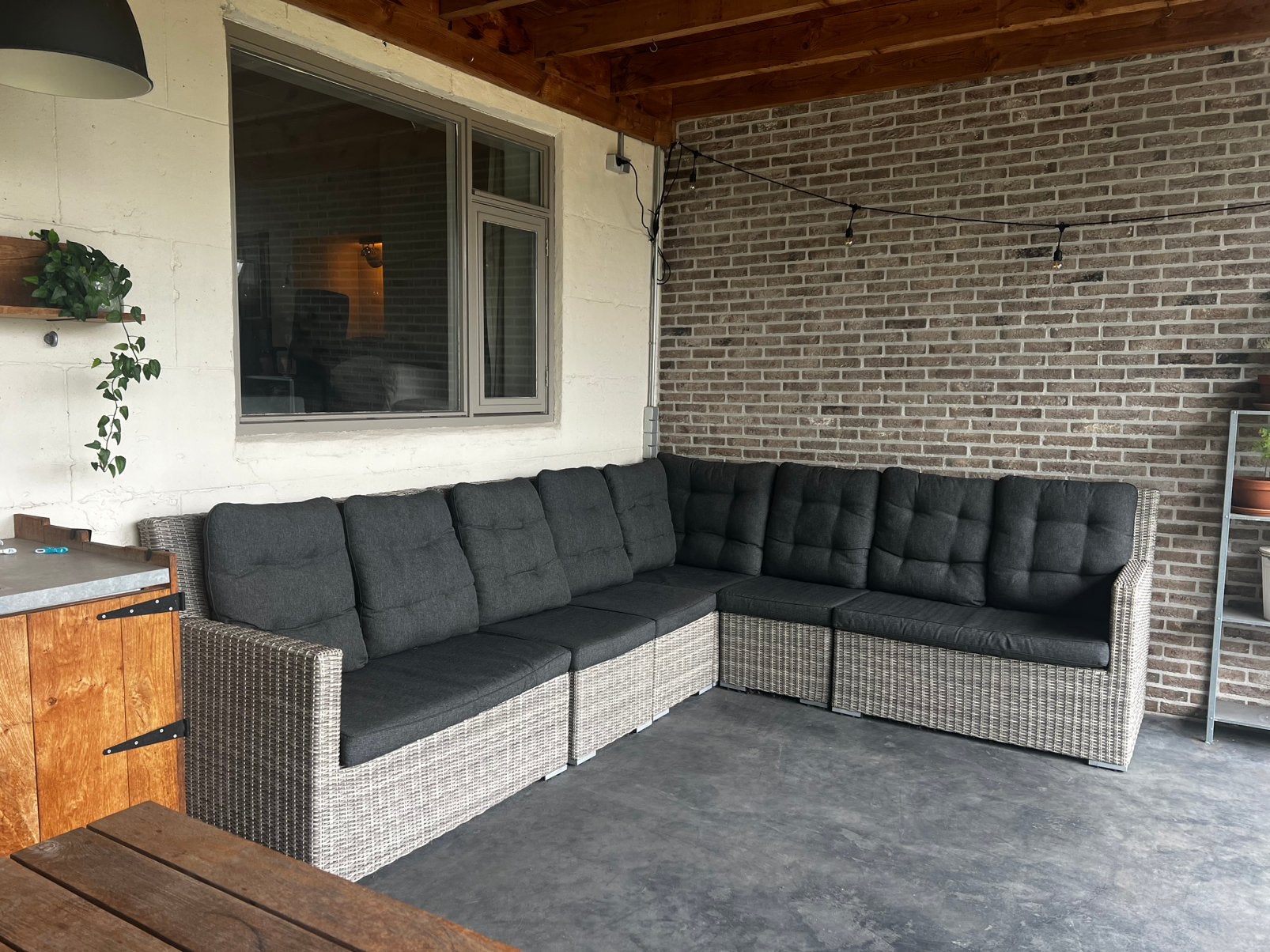 Grote wicker loungebank, Ophalen, Loungeset, Wicker, Bank