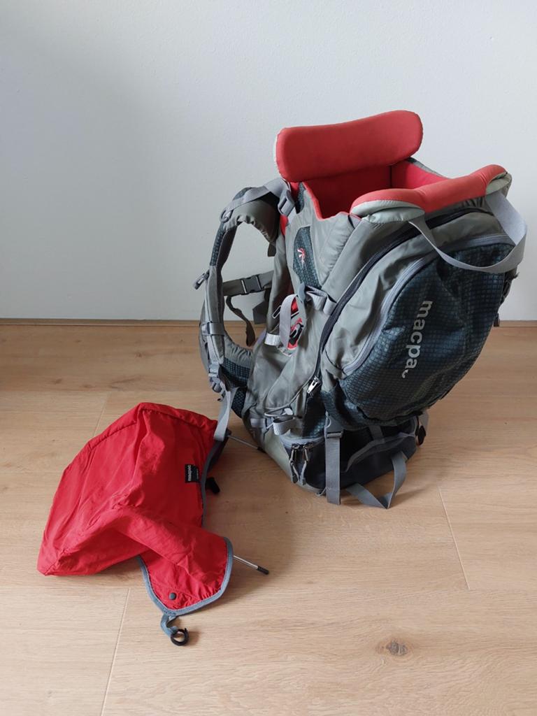 Macpac Rugdrager met afneembare rugzak & zonnenklep, Kinderen en Baby's, Babydragers en Draagdoeken, Gebruikt, Overige typen, Rug