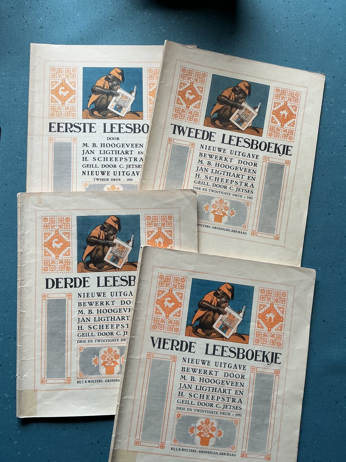 4 leesboekjes aap noot mies 1931-1933, Ophalen of Verzenden