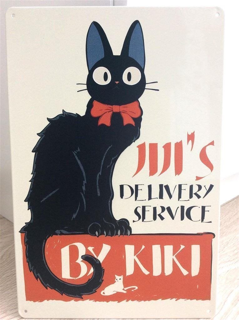 KIKI\'s Delivery Service Chat Noir Metalen wandbord Poster, Verzamelen, Verzenden, Kuifje, Nieuw, Beeldje of Figuurtje