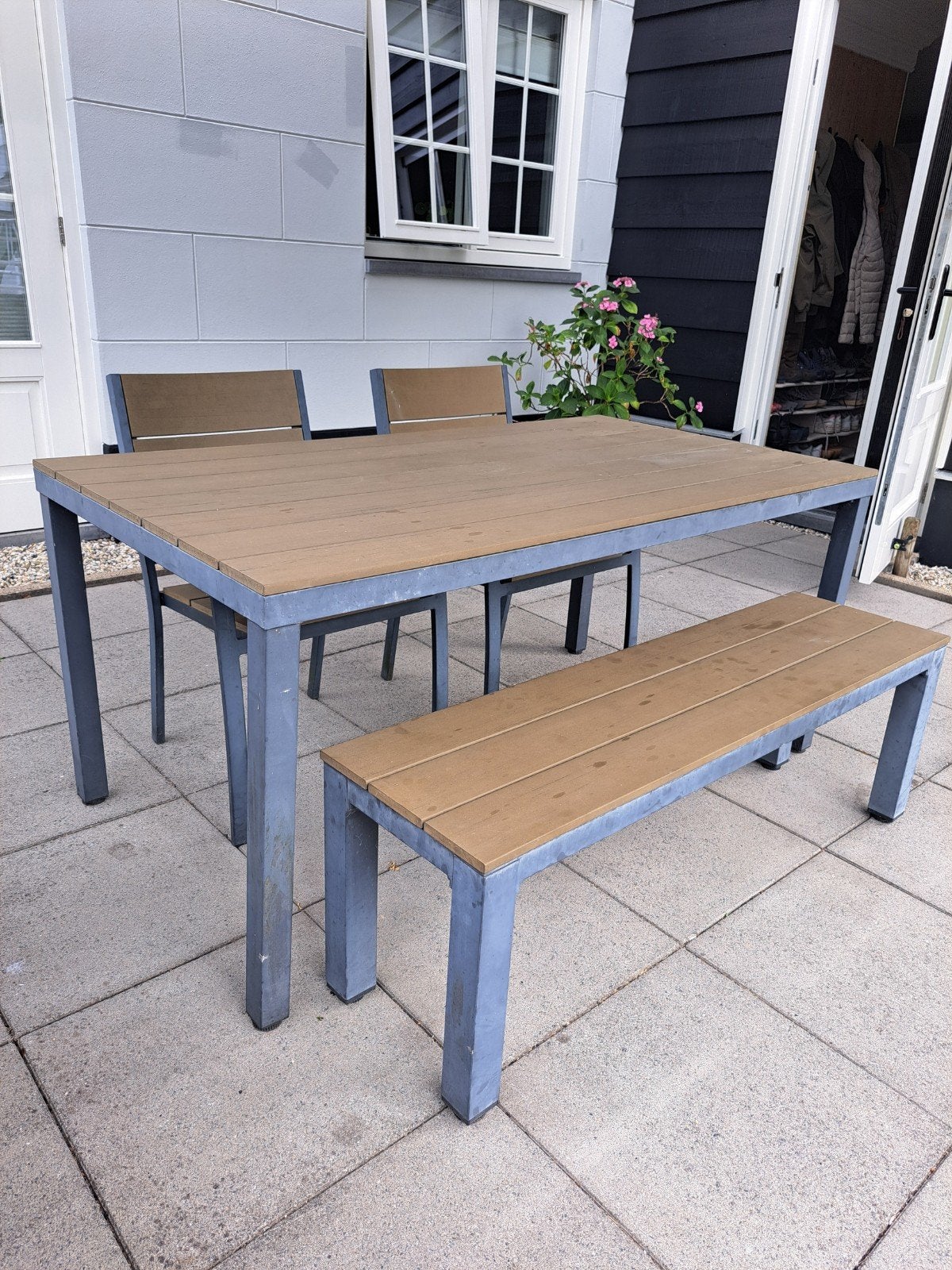 Tuinset met tafel, bank en stoelen, Ophalen, Gebruikt, Bank, Tuinset