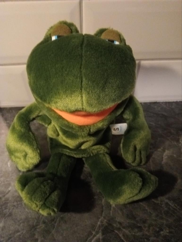 Kikker handpop schmidt 30cm lang, Kinderen en Baby's, Speelgoed | Knuffels en Pluche, Ophalen, Zo goed als nieuw, Kikker