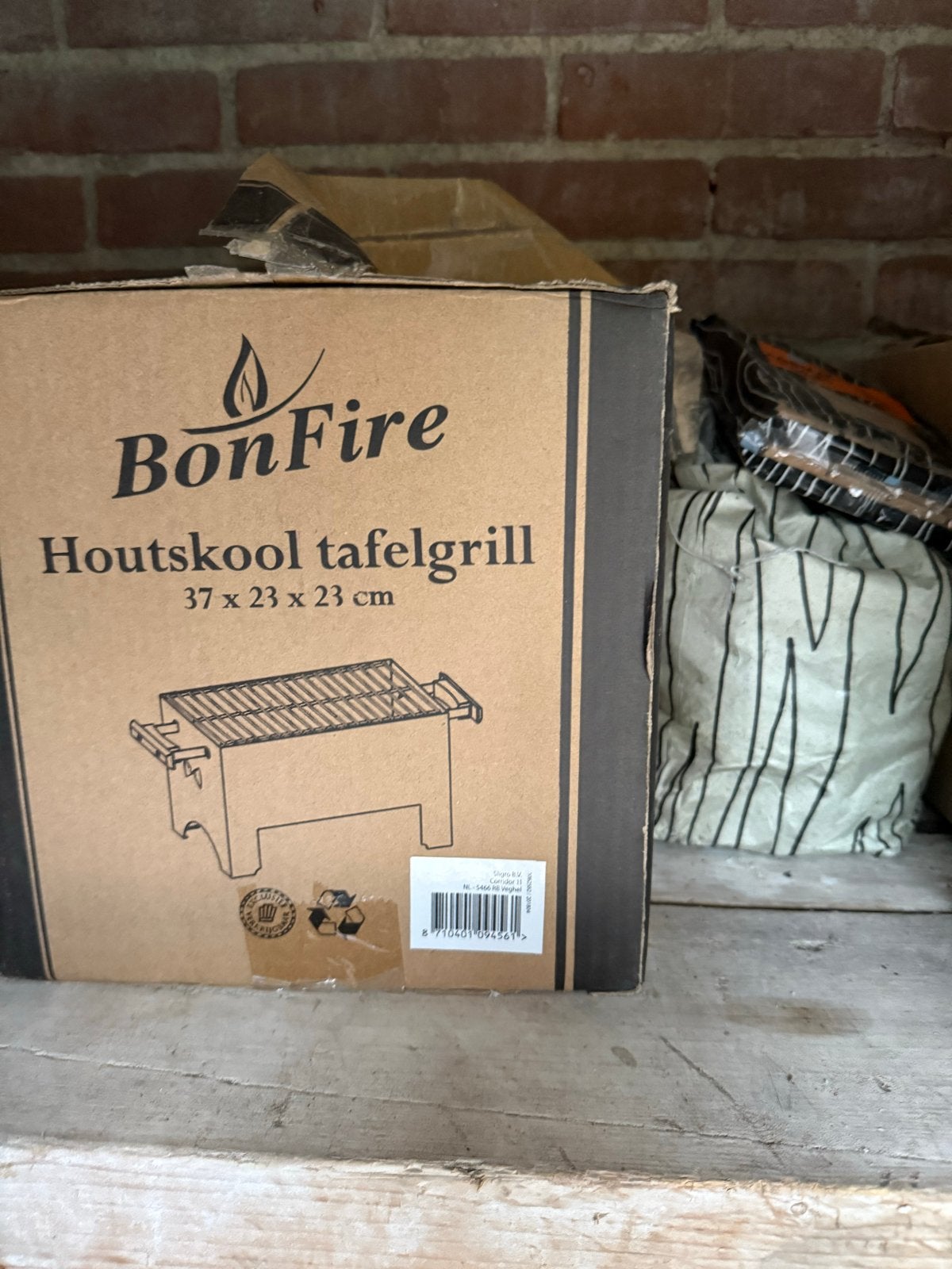 BonFire Houtskool Tafelgrill 37x23x23 cm met toebehoren, Ophalen, Nieuw