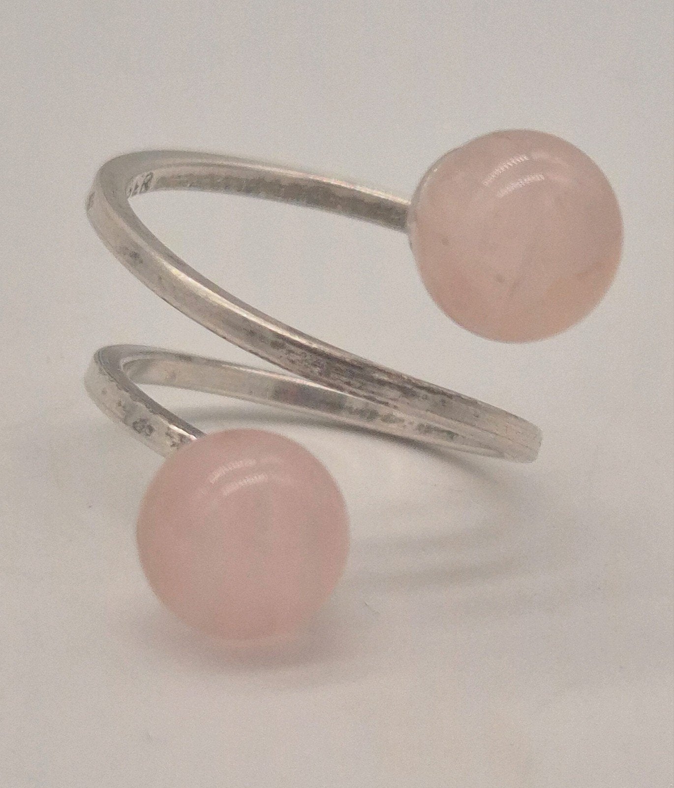 Vintage zilveren ring met Rozenkwarts 835, Sieraden, Tassen en Uiterlijk, Gebruikt, Verzenden, 17 tot 18, Roze