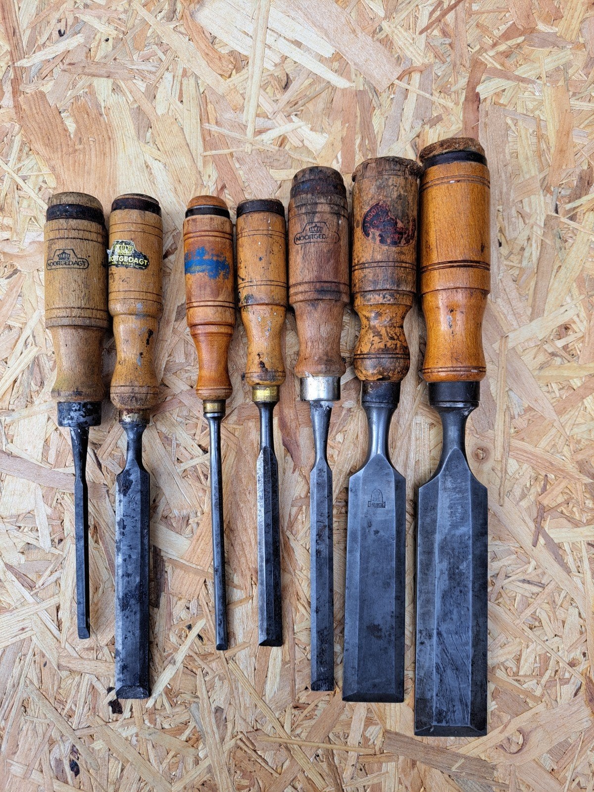 Set van 7 Nooitgedagt beitels | houtbeitels | steekbeitels, Ophalen of Verzenden