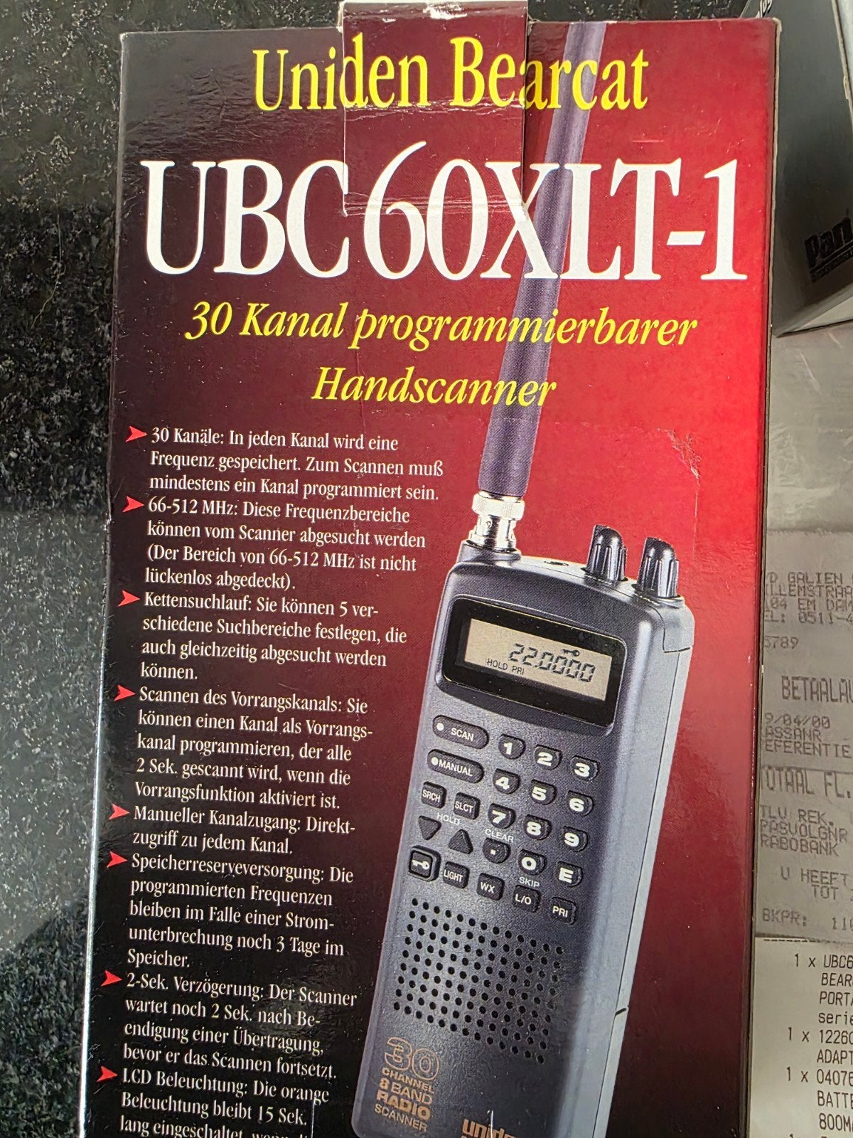 Uniden Bearcat UBC 60XLT-1 Handscanner met 30 kanalen, Ophalen of Verzenden, Gebruikt, Minder dan 30 kanalen, Draagbaar