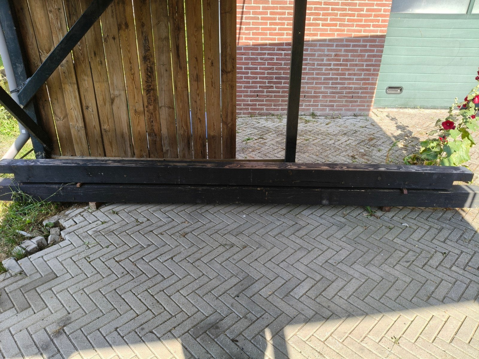 5 douglas palen 15x15,, Ophalen, Hout