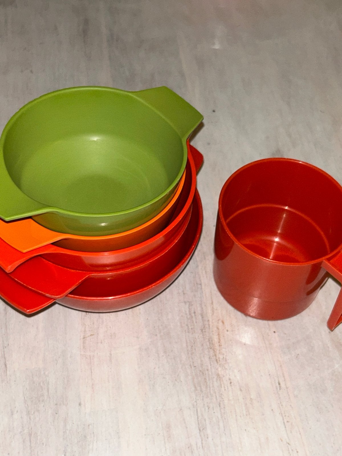 Vintage Melamine schaaltjes en beker - Mepal, Seno, Rocamine, Kunststof, Ophalen of Verzenden, Meerkleurig, Overige merken