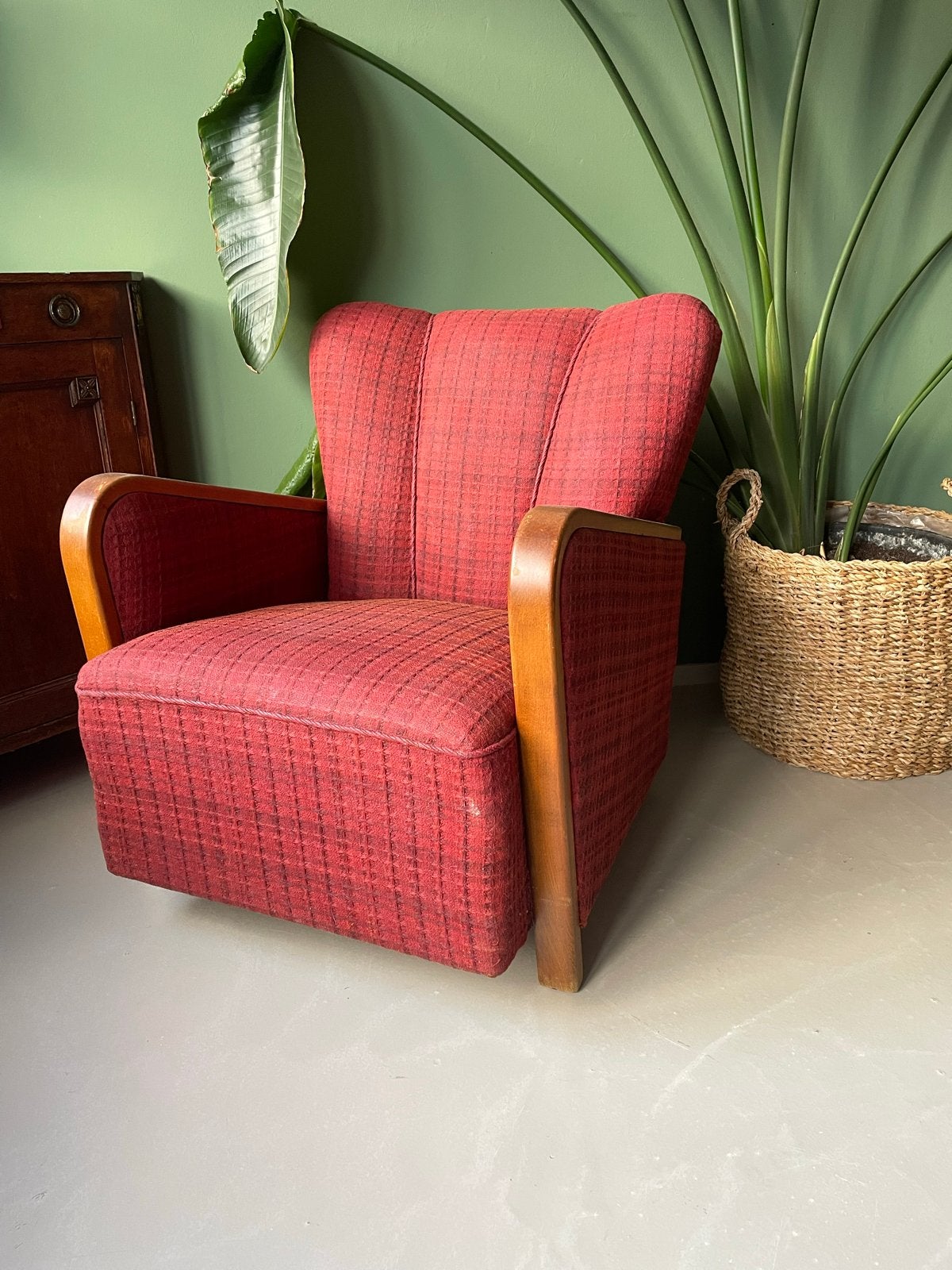 Vintage Art Deco Fauteuil Jaren '30 originele stoffering, Antiek en Kunst, Ophalen of Verzenden