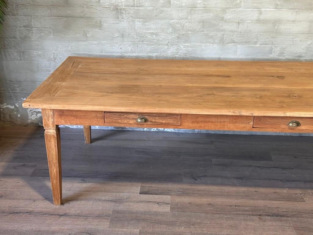 Boerentafel - 330 x 109 cm + 79 cm hoog / 3 lades, 100 tot 150 cm, Eikenhout, 200 cm of meer, Ophalen of Verzenden