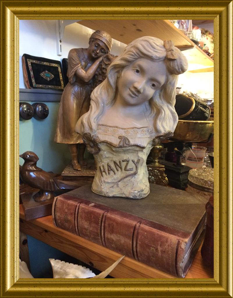 Jugendstil gipsen beeld, buste Hanzy, Antiek en Kunst, Curiosa en Brocante, Ophalen