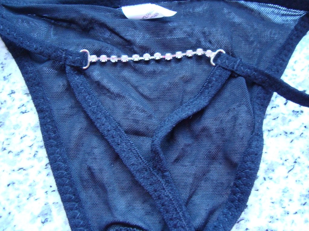 Zwarte string met steentjes maat s nieuw, Ophalen of Verzenden, Zwart, String