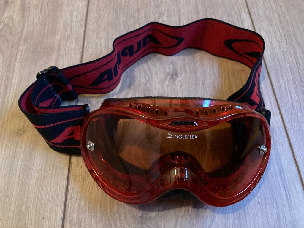 Alpina kinder skibril i.g.st. Singleflex-glas, rood/zwart, Overige merken, Gebruikt, Overige typen, Ophalen of Verzenden