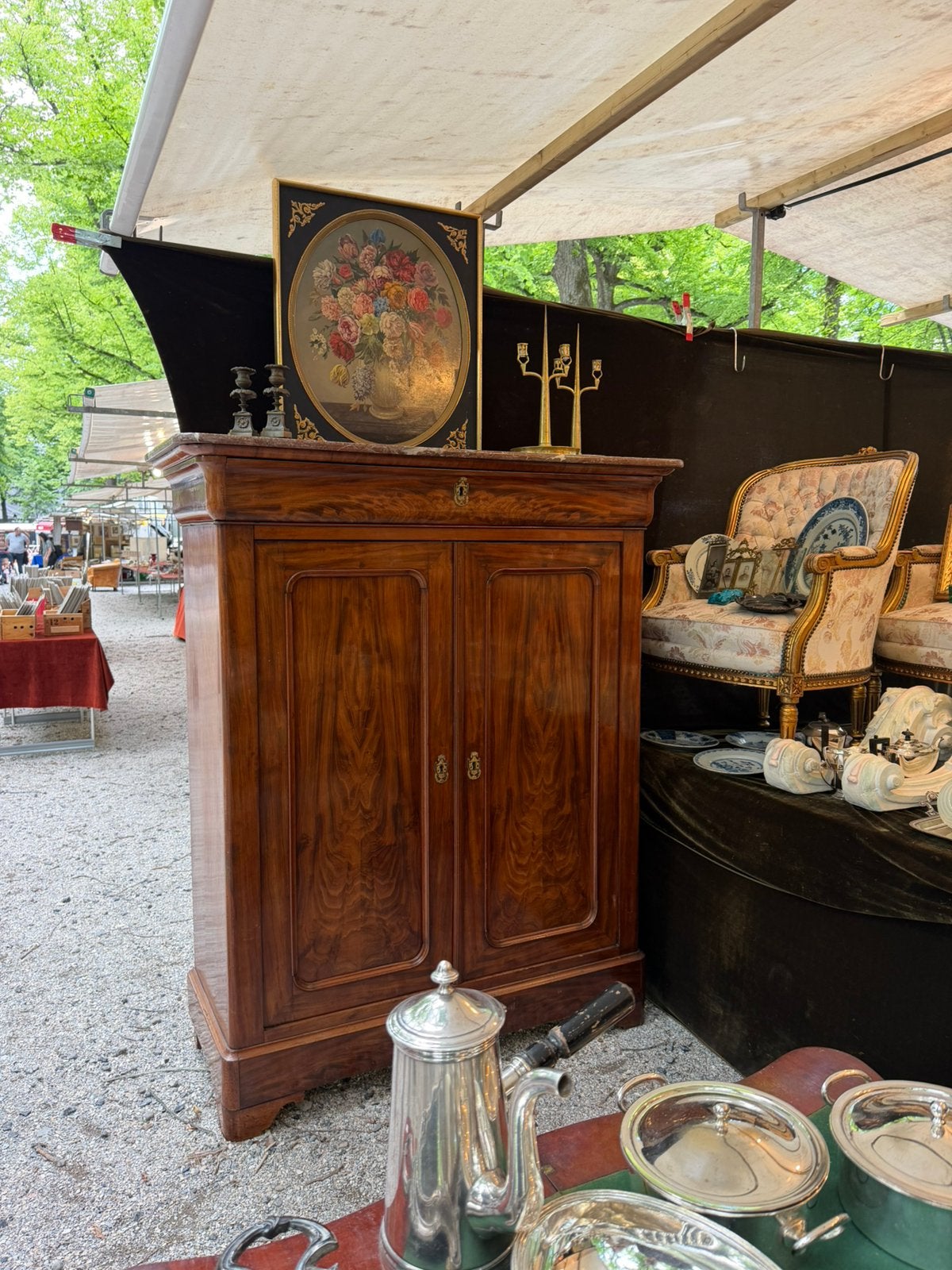 Vintage kast met marmere details, Antiek en Kunst, Ophalen
