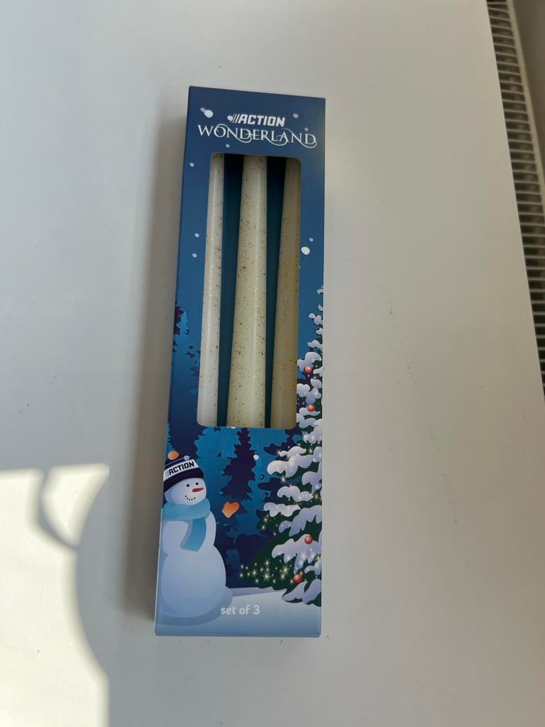 Nieuwe Dinerkaarsen - Set van 3 met Goudkleurige Spikkels, Ophalen, Nieuw, Wit, Kaars