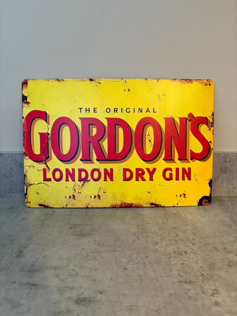 Mancave Bar Café Wanddecoratie metalen bordje Gordon’s Gin, Verzamelen, Merken en Reclamevoorwerpen, Zo goed als nieuw, Reclamebord