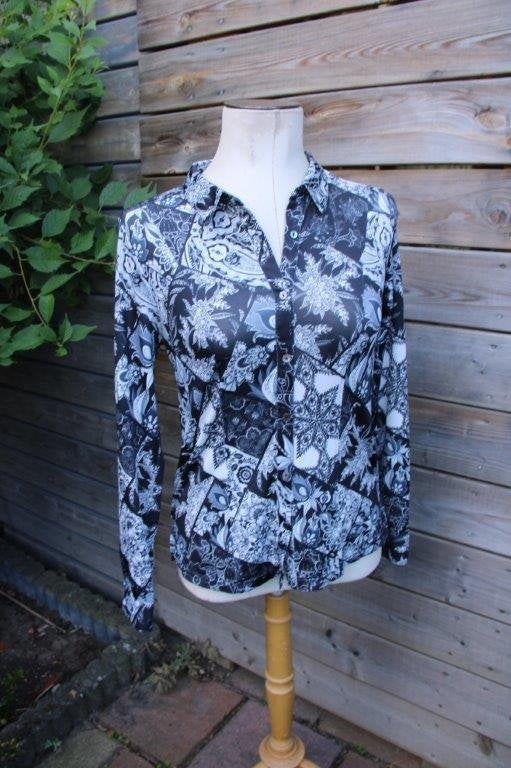 Blouse zwart/ offwhite Etoile du Monde mt 2 (36) Vaste prijs, Kleding | Dames, Ophalen of Verzenden, Zo goed als nieuw, Maat 36 (S)