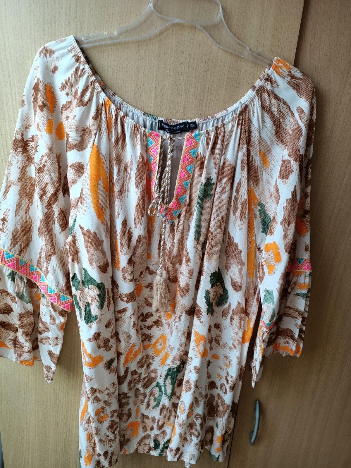 Boho Blouse met Dierenprint en Borduurdetails, Maat 38/40 (M), Meerkleurig, Ophalen of Verzenden, Onbekend