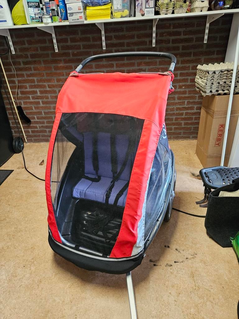 Fietskar met wandelfunctie vliegengaas & regenkap, Ophalen, Kinderkar