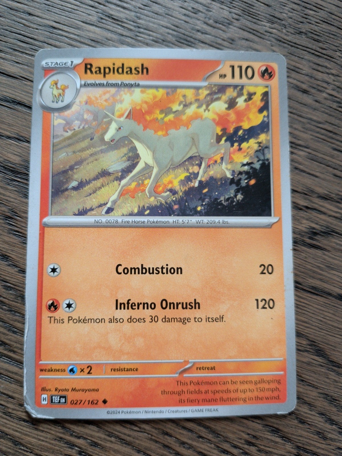 Pokémon Kaart Rapidash, Ophalen of Verzenden, Gebruikt, Losse kaart