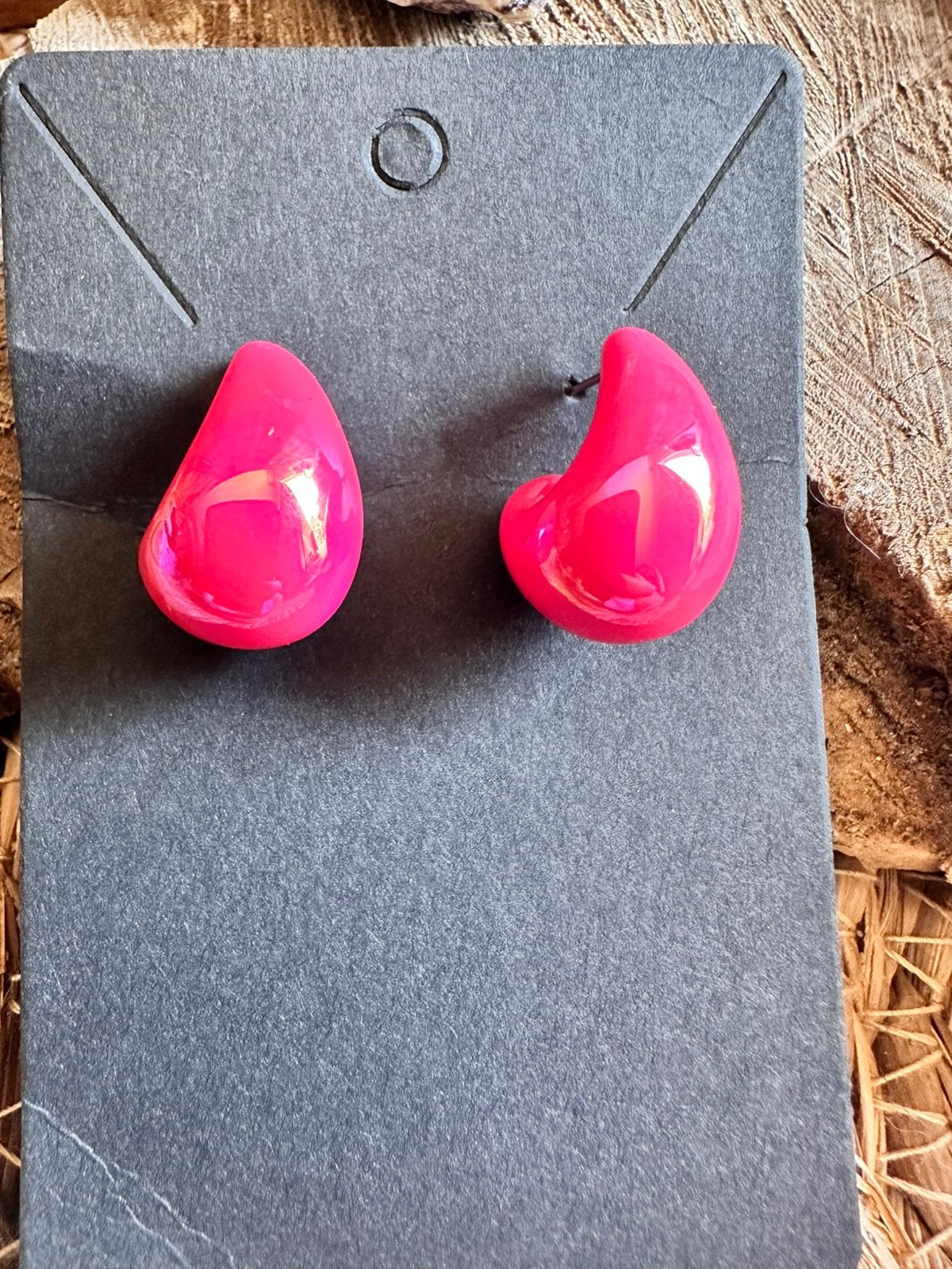 Boho oorbellen / roze / halve creolen / nieuw, Ophalen of Verzenden, Nieuw, Overige materialen
