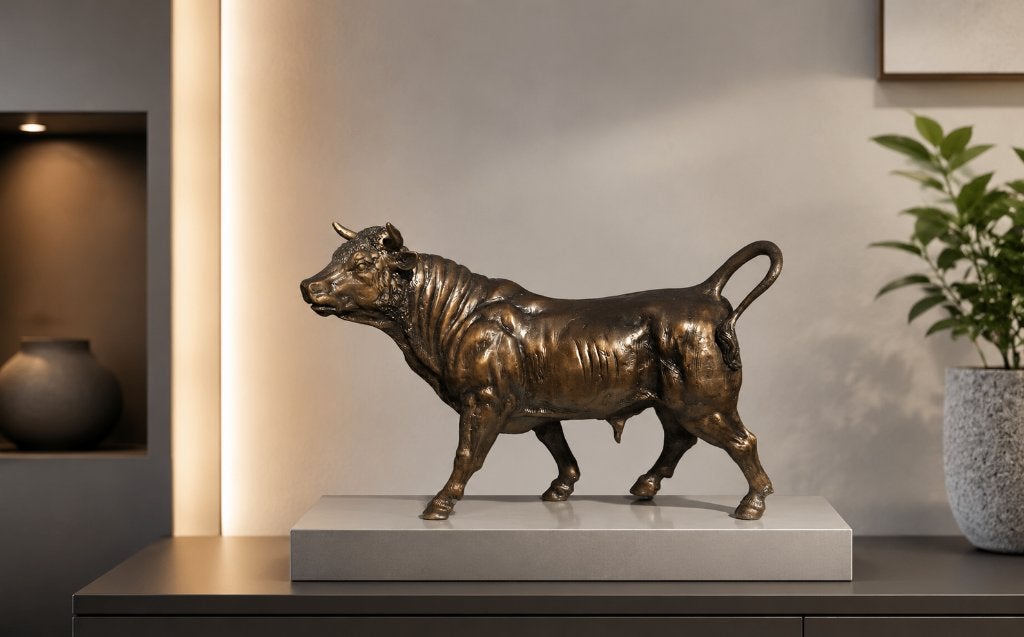 STIER / bronzen beeld, Nieuw, Info@huisentuindecoratiemarie.nl, Huis en tuin decoratie marie, Dierenbeeld