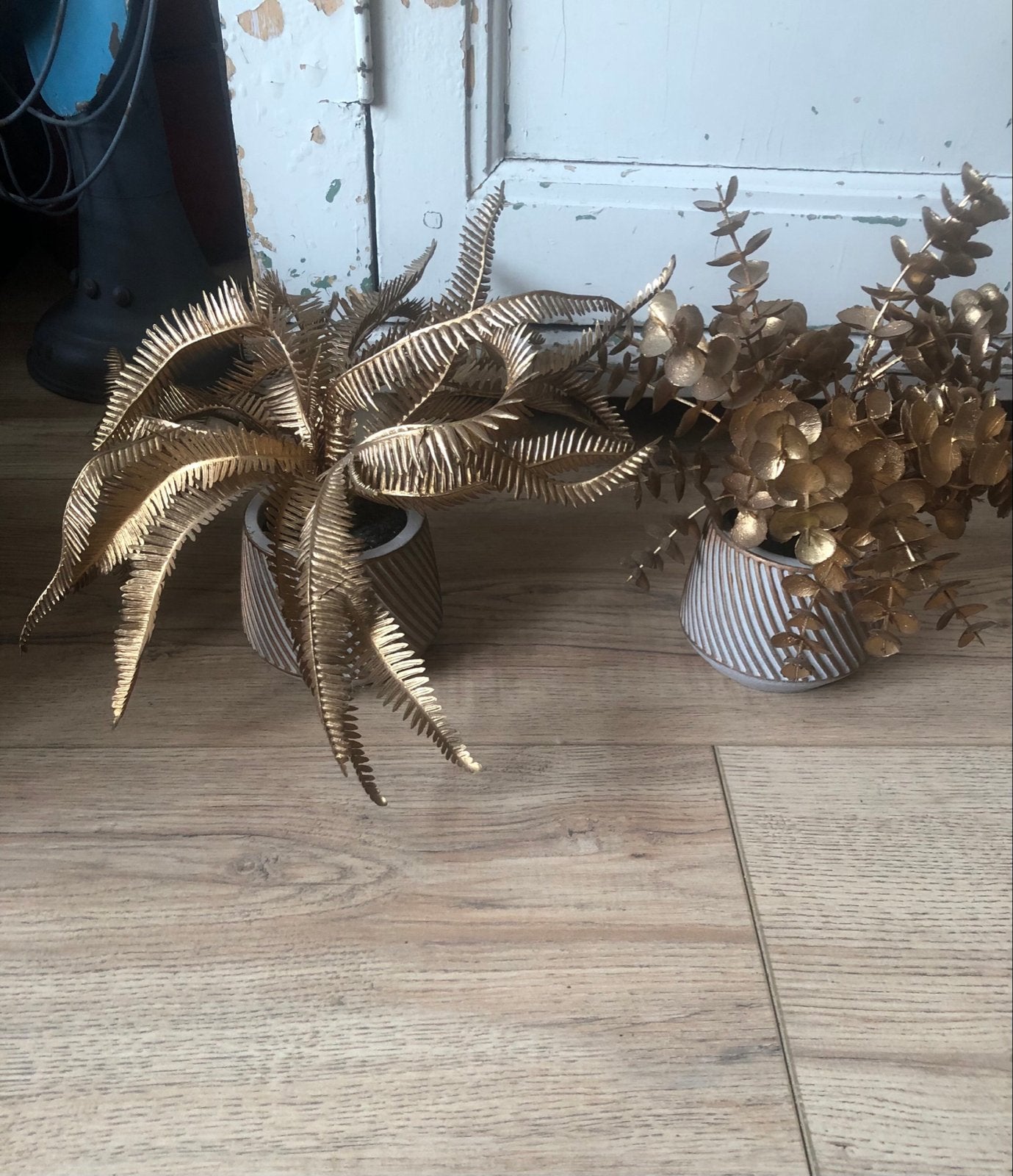 Gouden Kunstplanten in Pot - Varen & Eucalyptus, Binnen, Gebruikt, Kunstplant, Ophalen of Verzenden
