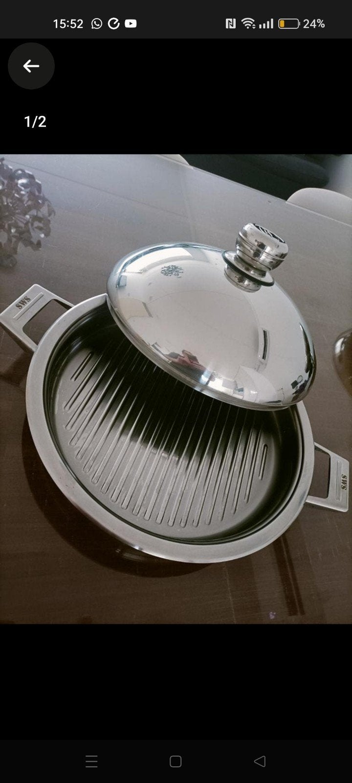 RVS Grillpan met deksel - Simtronik.prijs 200 euro, Met deksel, Overige typen, Ophalen of Verzenden, Zo goed als nieuw