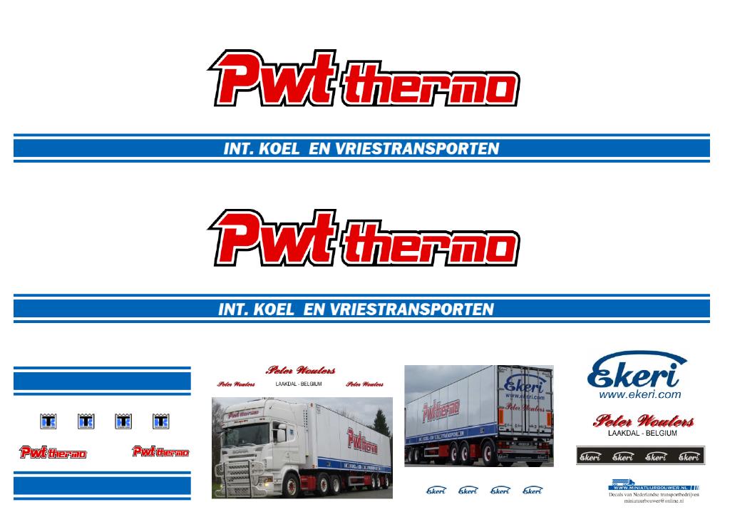 Vrachtauto decal 1:50 PWT thermo/Peter Wouters ( trailer ), Verzenden, Nieuw, Bus of Vrachtwagen, Overige merken