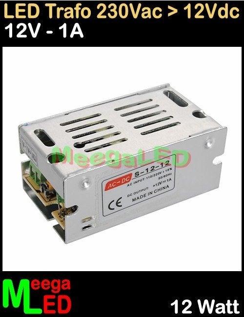 Trafo Voeding Adapter Driver - 230V > 12V - 1A = 12W - O, Metaal, Overige merken, Nieuw, Overige fittingen