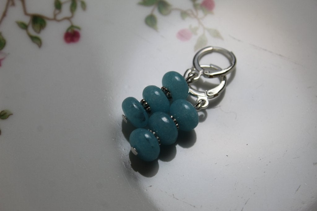 Chalchedoon oorbellen , creolen met blauwe edelsteen, Sieraden, Tassen en Uiterlijk, Oorbellen, Overige materialen, Hangers, Blauw