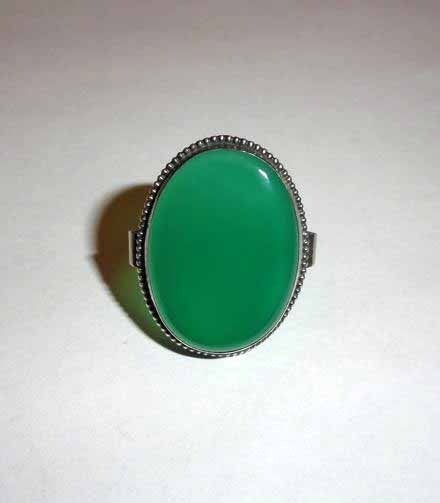 Ring Agaat groen zilver, Ophalen of Verzenden, Zo goed als nieuw, 17 tot 18, Met edelsteen