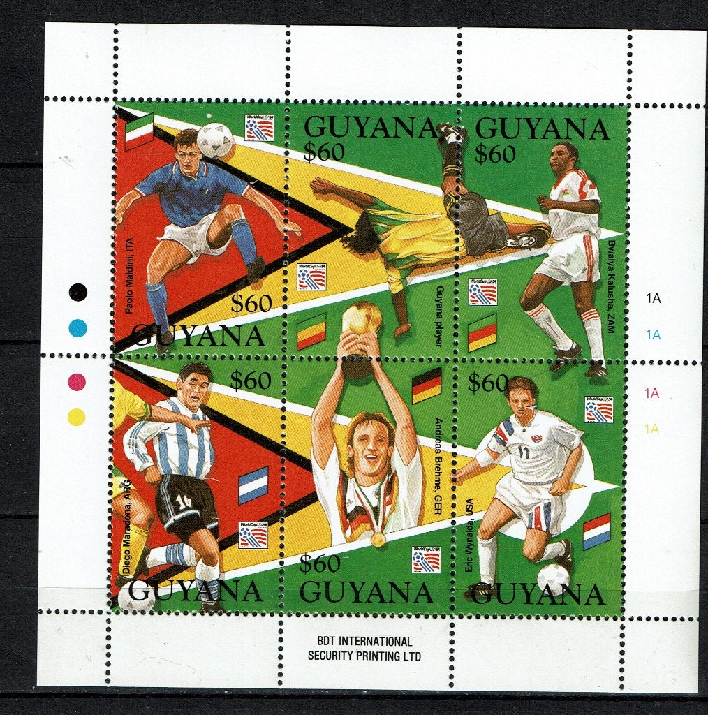 GUYANA 1994 PF BLOK  VOETBAL SPORT SOCCER, Ophalen of Verzenden, Postfris, Sport