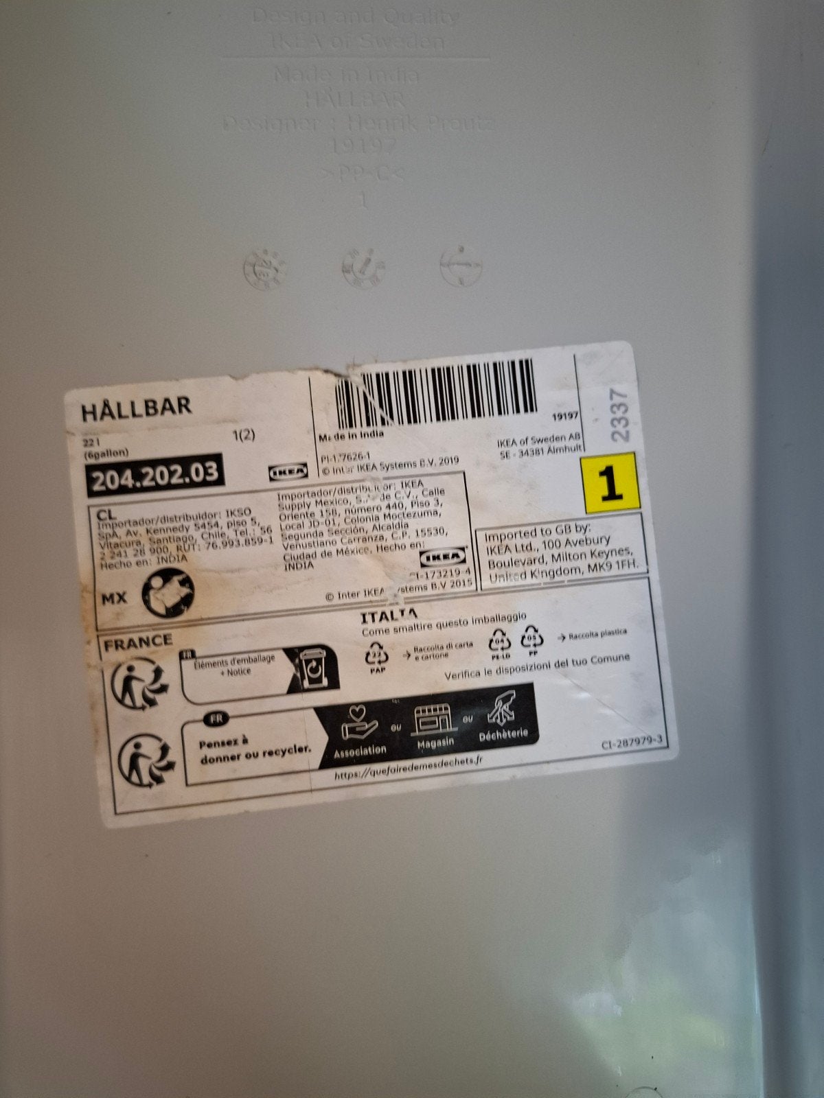 Twee ongebruikte IKEA HÅLLBAR prullenbakken, 50 – 75, Kunststof, Nieuw, Ophalen of Verzenden