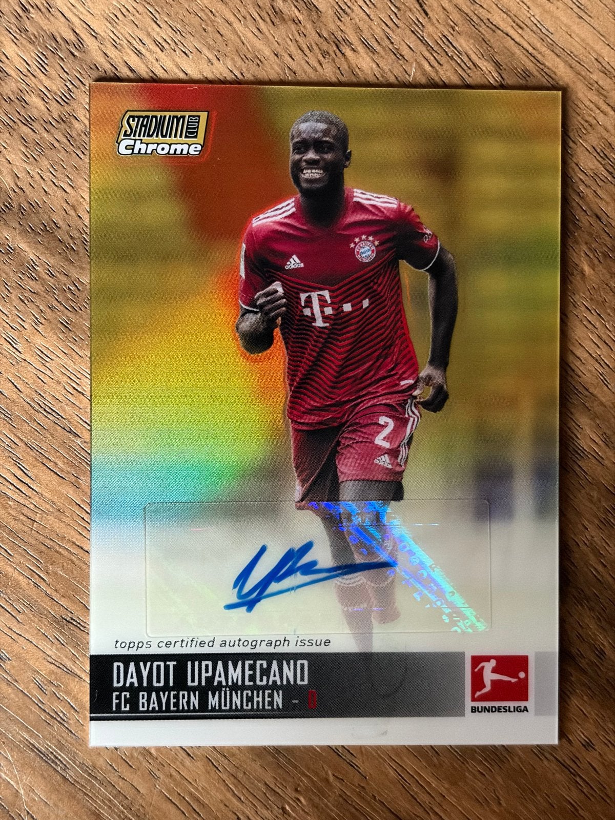 Dayot Upamecano Topps Chrome Autograph Kaart Bayern München, Verzenden, Zo goed als nieuw, Buitenlandse clubs, Spelerskaart