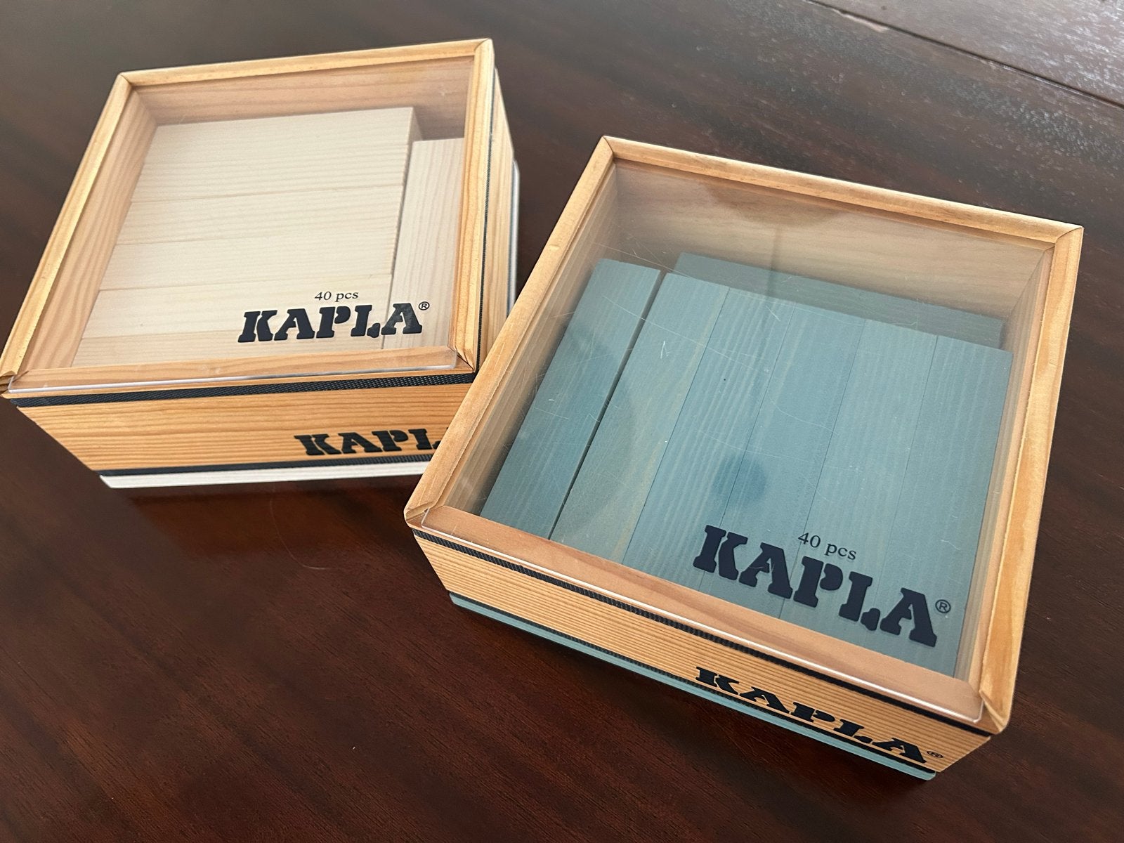 KAPLA bouwplankjes - 2 sets van 40 stuks (wit en lichtblauw), Ophalen of Verzenden, Zo goed als nieuw, Overige merken