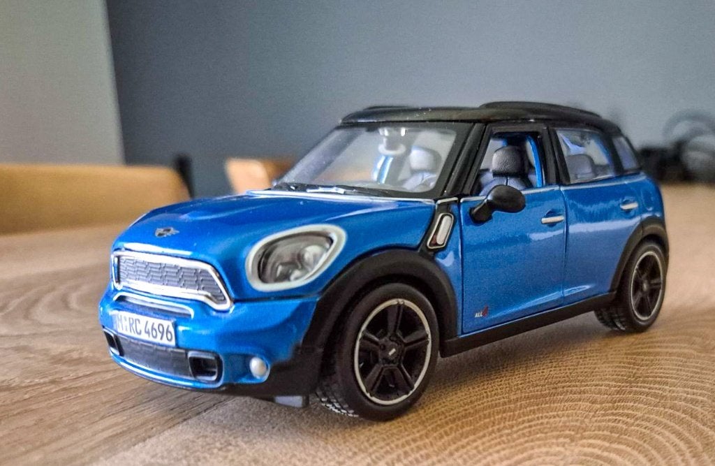 Mini Cooper Countryman modelauto - Blauw, Ophalen of Verzenden, Zo goed als nieuw, Auto, Overige merken