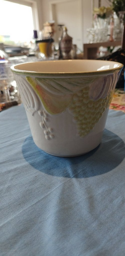bloempot cahepot keramiek glimmend relief, Rond, Binnen, Ophalen of Verzenden, Zo goed als nieuw