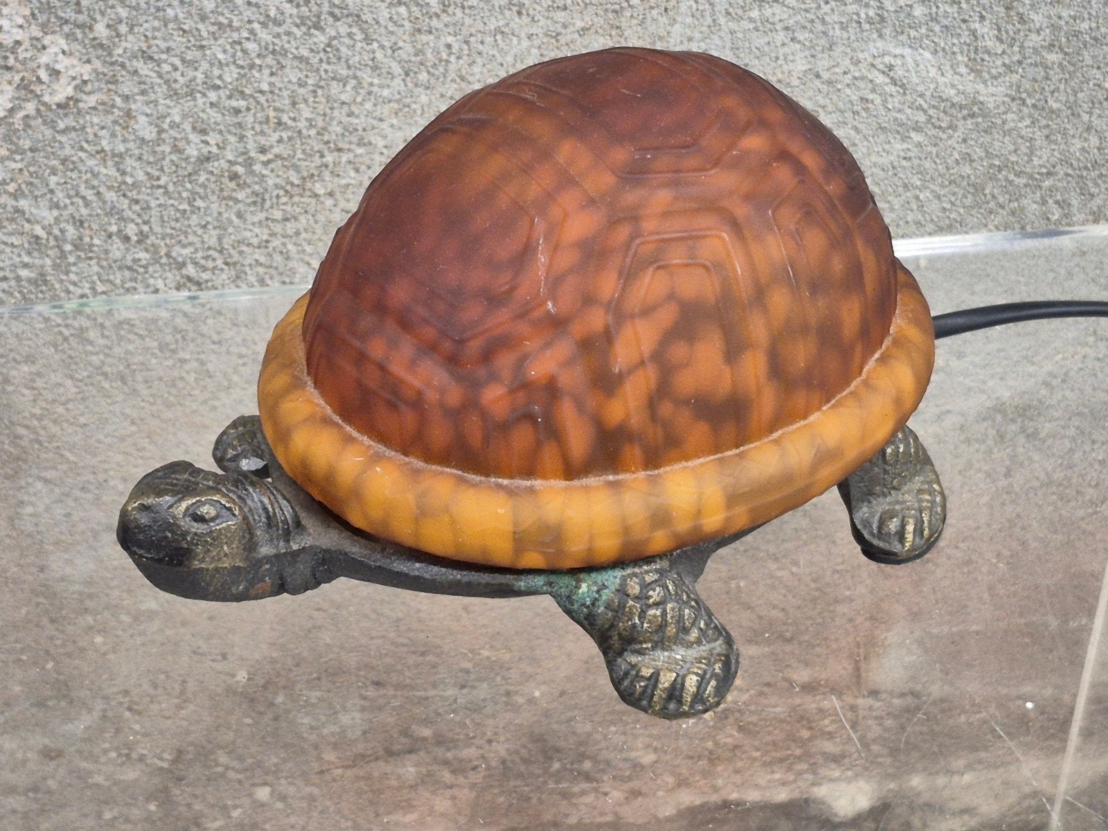 Vintage Tiffany stijl Schildpad Lamp Amberkleur, Antiek en Kunst, Ophalen of Verzenden