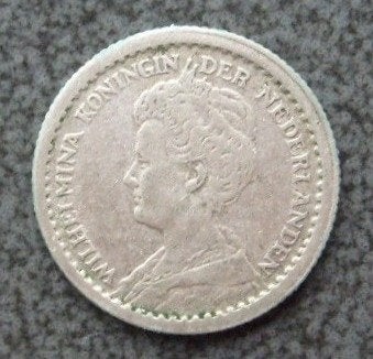 Zilveren dubbeltje - 10 cent 1915. - Bodemvondst., Verzenden, Zilver, 10 cent, Koningin Wilhelmina