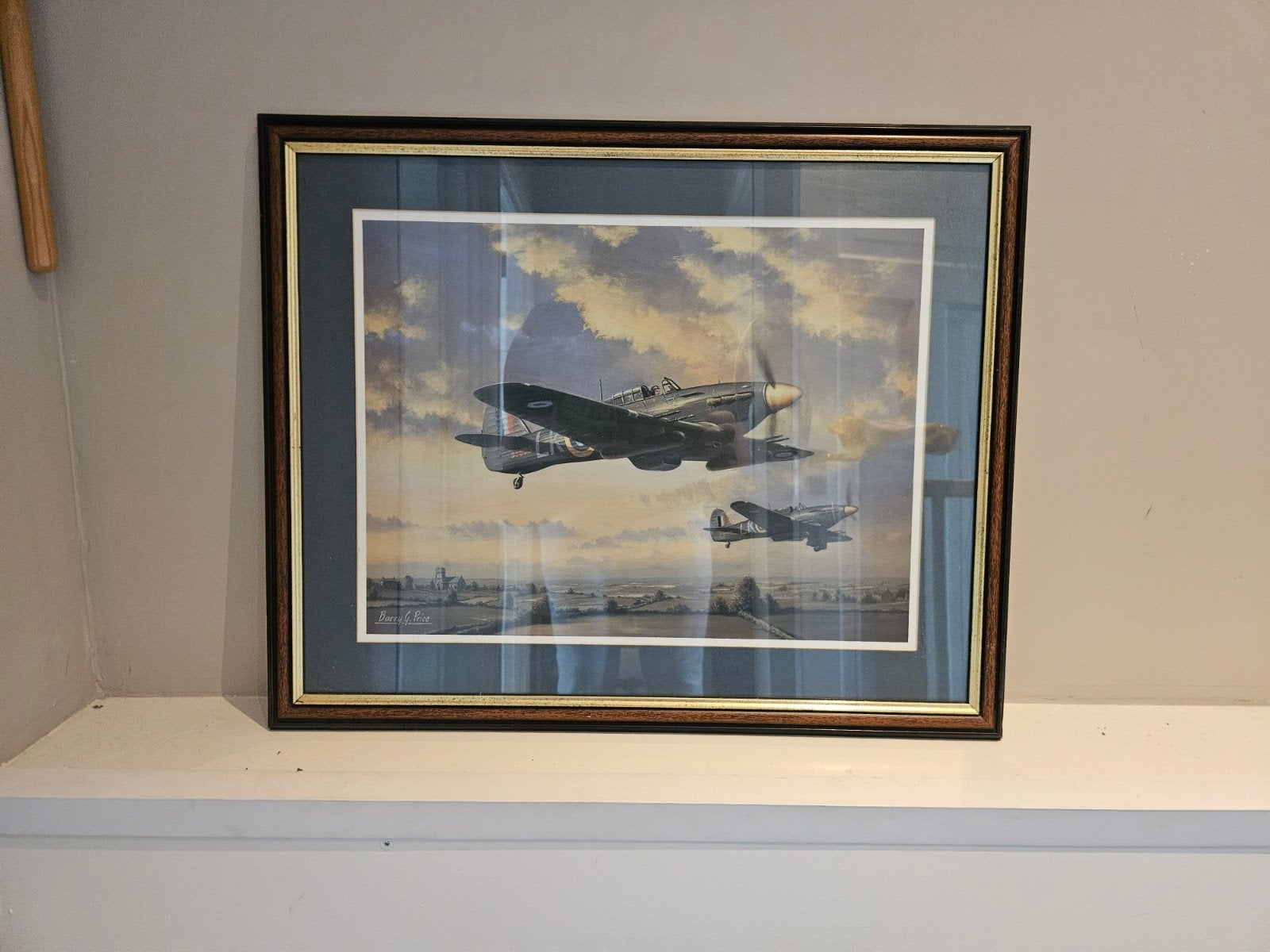 Ingelijste print - 2x Hawker Hurricane - 2e Wereld Oorlog, Ophalen, Impressionistisch, Bijzondere lijst, Landschap