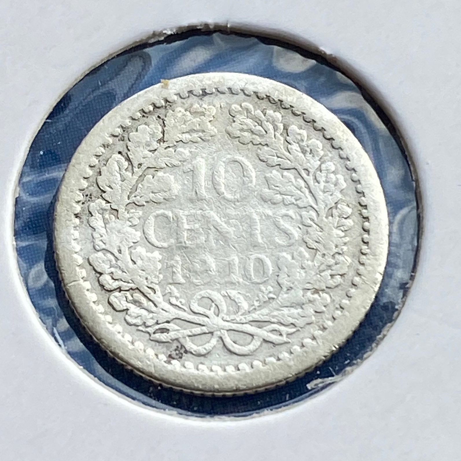 10 Cent / Dubbeltje zilver uit 1910 van Wilhelmina, Verzenden, Zilver, 10 cent, Koningin Wilhelmina